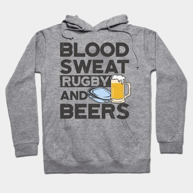 Rugby and Beers: Where Blood, Sweat, and Fun Meet! Hoodie by Life2LiveDesign